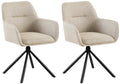 2 Eetkamerstoelen - Draaibare Stoelen, Hoog Zitcomfort, Stoffen Bekleding Kleur taupe