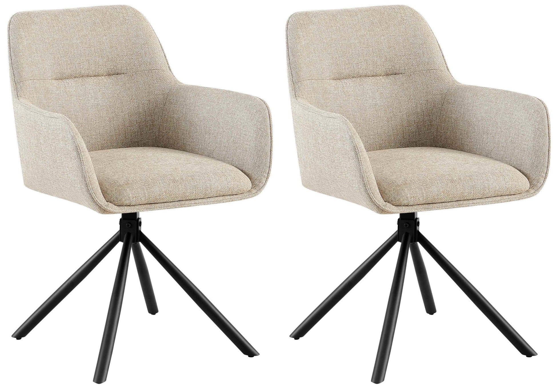 2 Eetkamerstoelen - Draaibare Stoelen, Hoog Zitcomfort, Stoffen Bekleding Kleur taupe