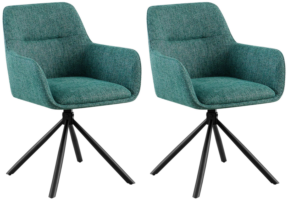 2-delige Set Stoffen Stoelen - Fauteuilstoel - 180° Draaisysteem Kleur crème