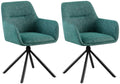 2-delige Set Stoffen Stoelen - Fauteuilstoel - 180° Draaisysteem Kleur donkergroen