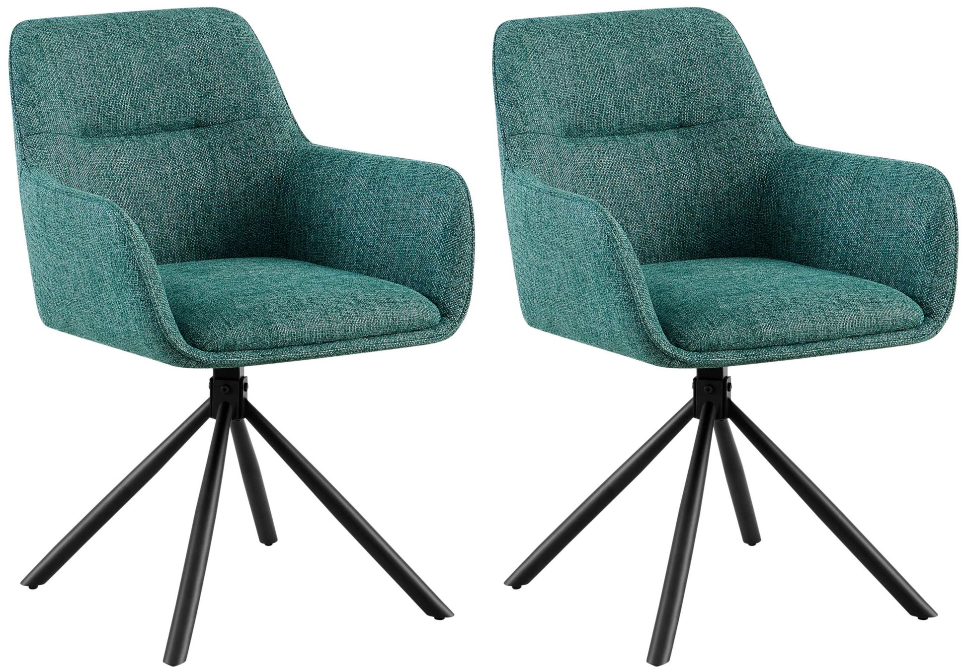 2-delige Set Stoffen Stoelen - Fauteuilstoel - 180° Draaisysteem Kleur donkergroen