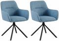 2-delige Set Stoffen Stoelen - Fauteuilstoel - 180° Draaisysteem Kleur blauw