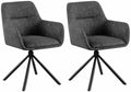 2-delige Set Stoffen Stoelen - Fauteuilstoel - 180° Draaisysteem Kleur donkergrijs