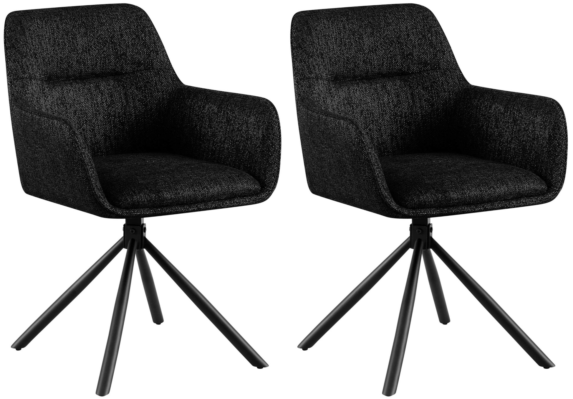 2-delige Set Stoffen Stoelen - Fauteuilstoel - 180° Draaisysteem Kleur zwart
