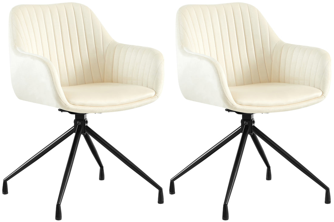 2-delige set Eetkamerstoelen - Kuipstoelen - Luxe zitcomfort en draaifunctie Kleur crème Materiaal zacht