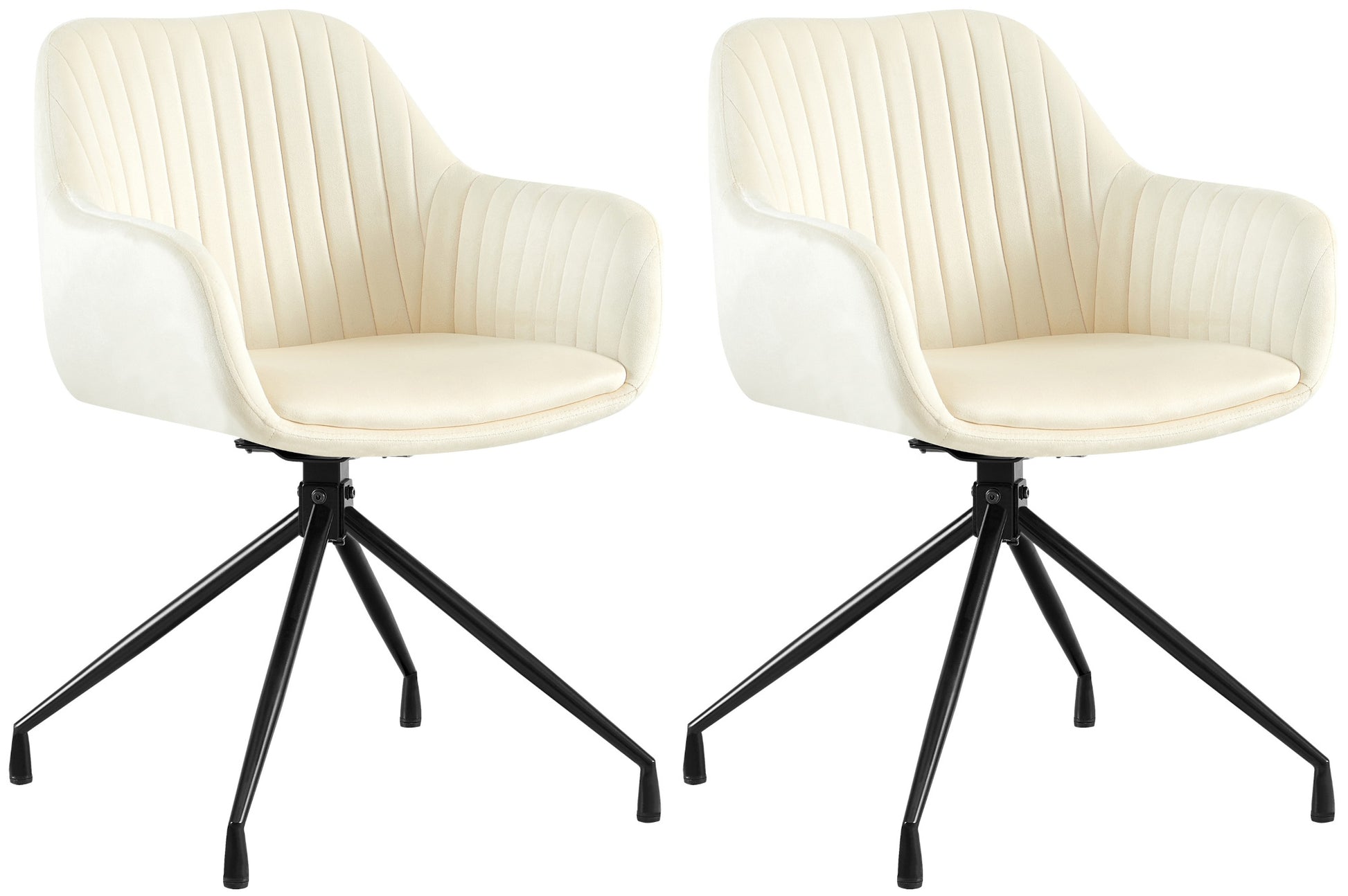 2-delige set Eetkamerstoelen - Kuipstoelen - Luxe zitcomfort en draaifunctie Kleur crème Materiaal zacht
