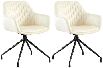 2-delige set Eetkamerstoelen - Kuipstoelen - Luxe zitcomfort en draaifunctie Kleur crème Materiaal zacht