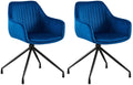 2-delige set Eetkamerstoelen - Kuipstoelen - Luxe zitcomfort en draaifunctie Kleur donkerblauw Materiaal zacht