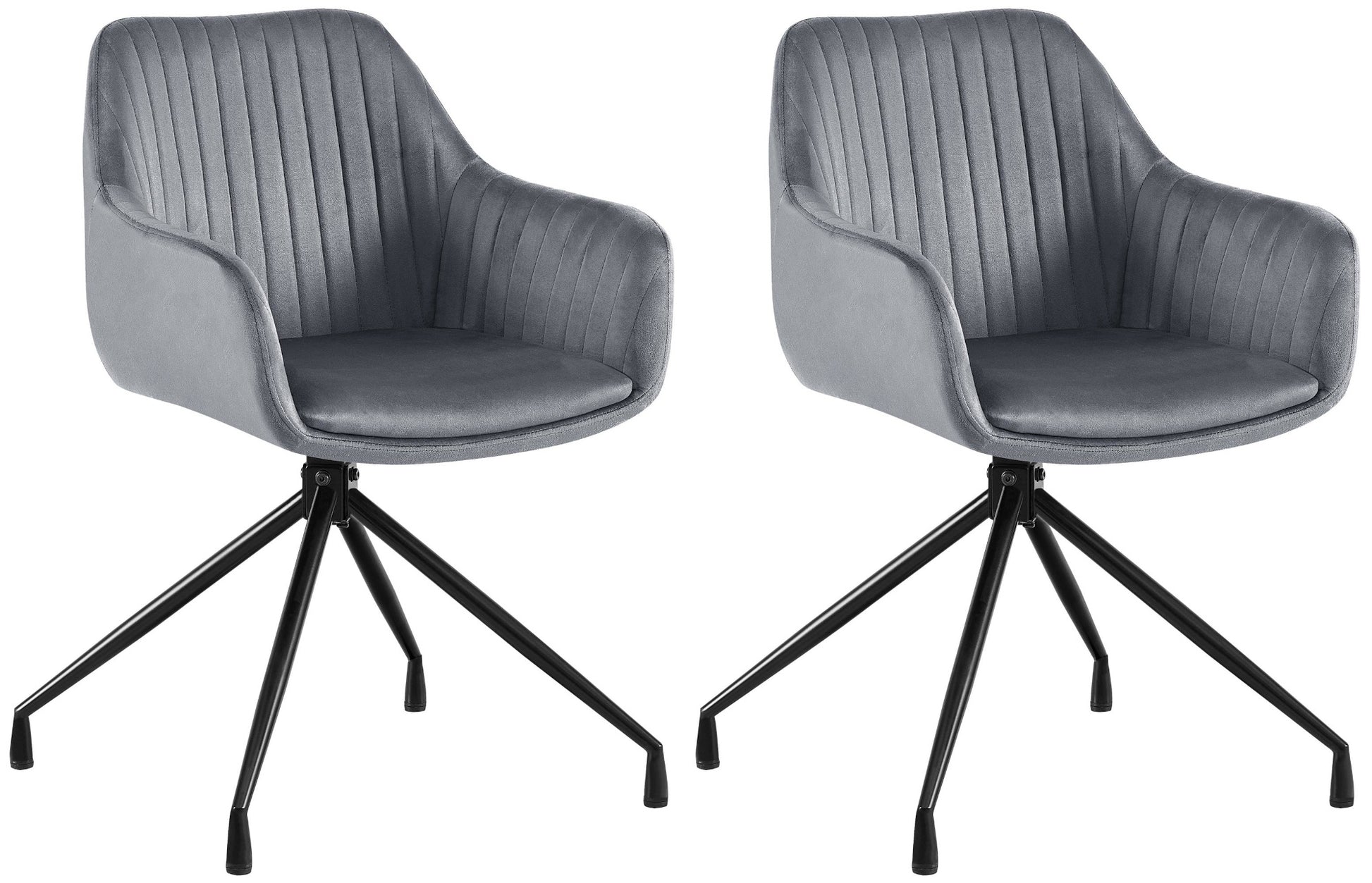 2-delige set Eetkamerstoelen - Kuipstoelen - Luxe zitcomfort en draaifunctie Kleur donkergrijs Materiaal zacht