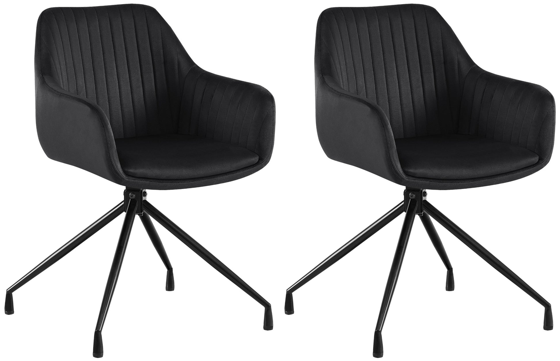 2-delige set Eetkamerstoelen - Kuipstoelen - Luxe zitcomfort en draaifunctie Kleur zwart Materiaal zacht