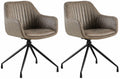 2-delige set Eetkamerstoelen - Kuipstoelen - Luxe zitcomfort en draaifunctie Kleur grijs Materiaal Vintage Kunstleder