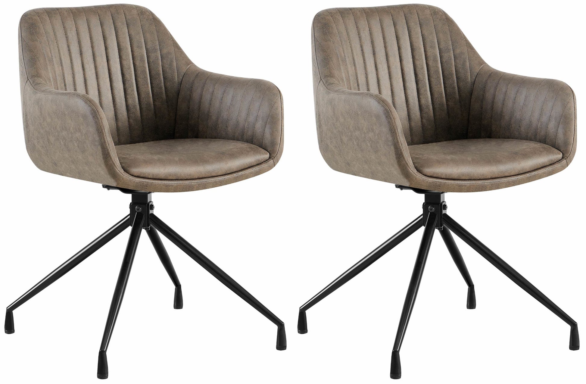 2-delige set Eetkamerstoelen - Kuipstoelen - Luxe zitcomfort en draaifunctie Kleur grijs Materiaal Vintage Kunstleder