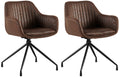 2-delige set Eetkamerstoelen - Kuipstoelen - Luxe zitcomfort en draaifunctie Kleur donkerbruin Materiaal Vintage Kunstleder