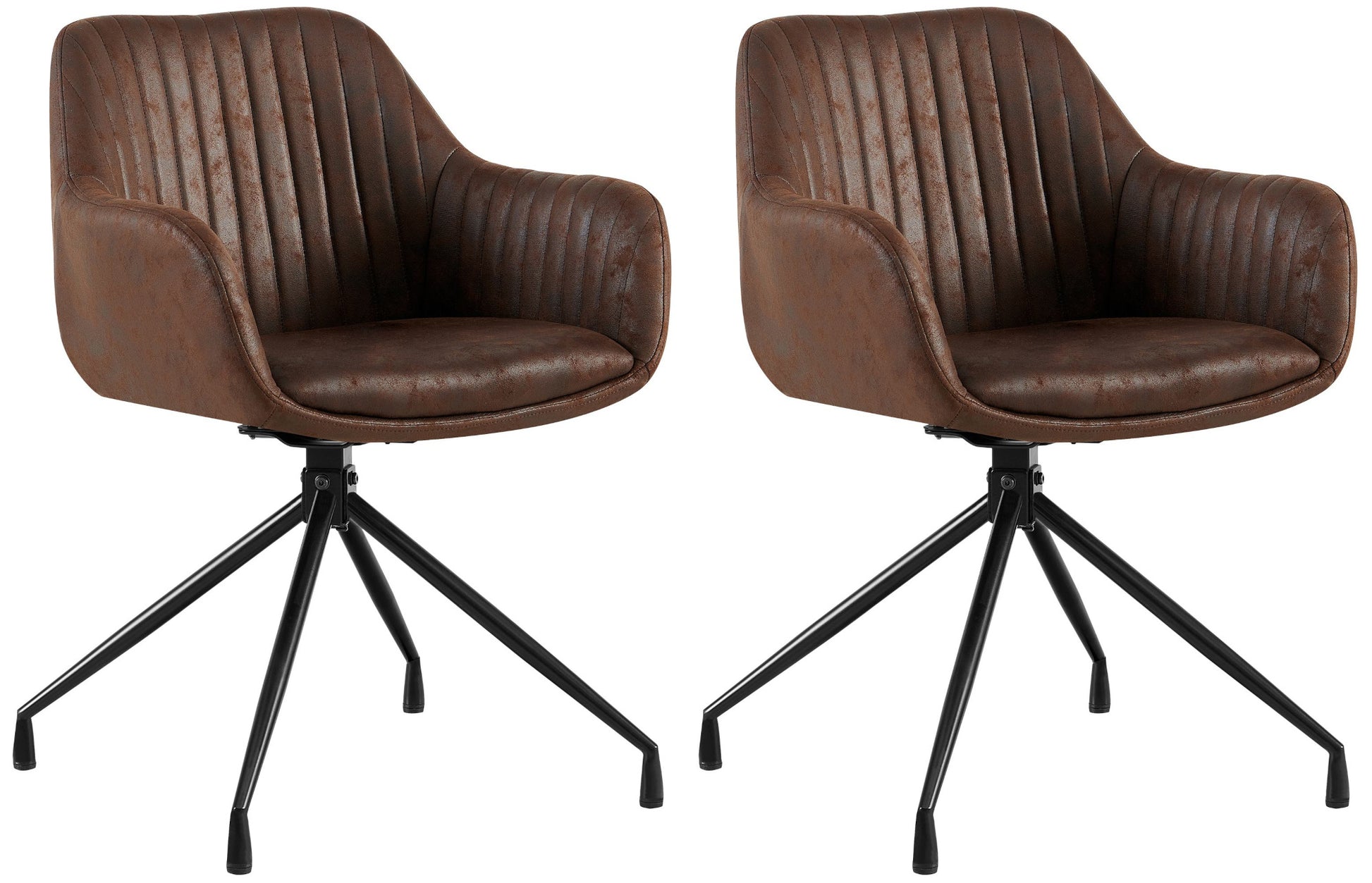 2-delige set Eetkamerstoelen - Kuipstoelen - Luxe zitcomfort en draaifunctie Kleur donkerbruin Materiaal Vintage Kunstleder