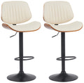 2-delige set barkrukken - Eetkamerstoelen, Hoogwaardig kunstleer, Verstelbaar comfort Kleur walnoot/creme Onderstel Kleur zwart