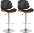 2-delige set barkrukken - Eetkamerstoelen, Hoogwaardig kunstleer, Verstelbaar comfort Kleur walnoot/zwart Onderstel Kleur chroom