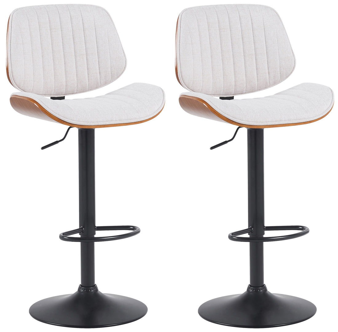 2-delige set Barkrukken - Hoge Stoelen - In Hoogte Verstelbaar & Draaibaar Kleur walnoot/zwart Onderstel Kleur zwart