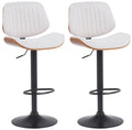 2-delige set Barkrukken - Hoge Stoelen - In Hoogte Verstelbaar & Draaibaar Kleur walnoot/creme Onderstel Kleur zwart