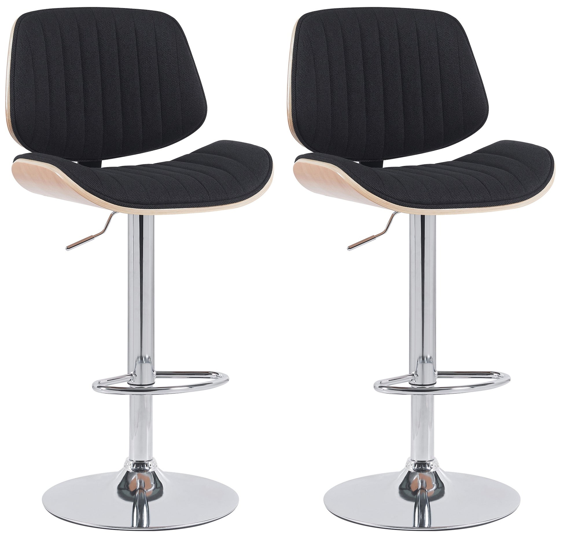 2-delige set Barkrukken - Hoge Stoelen - In Hoogte Verstelbaar & Draaibaar Kleur natuur/schwarz Onderstel Kleur chroom