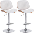 2-delige set Barkrukken - Hoge Stoelen - In Hoogte Verstelbaar & Draaibaar Kleur walnoot/creme Onderstel Kleur chroom
