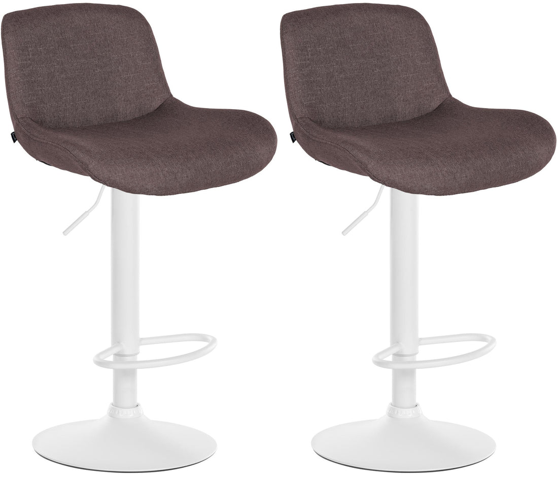 2-delige set Witte Barkrukken - Barstoelen - Hoog zitcomfort Kleur donkerbruin Materiaal Stof