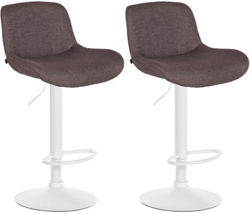 2-delige set Witte Barkrukken - Barstoelen - Hoog zitcomfort Kleur donkerbruin Materiaal Stof