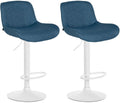 2-delige set Witte Barkrukken - Barstoelen - Hoog zitcomfort Kleur blauw Materiaal Stof
