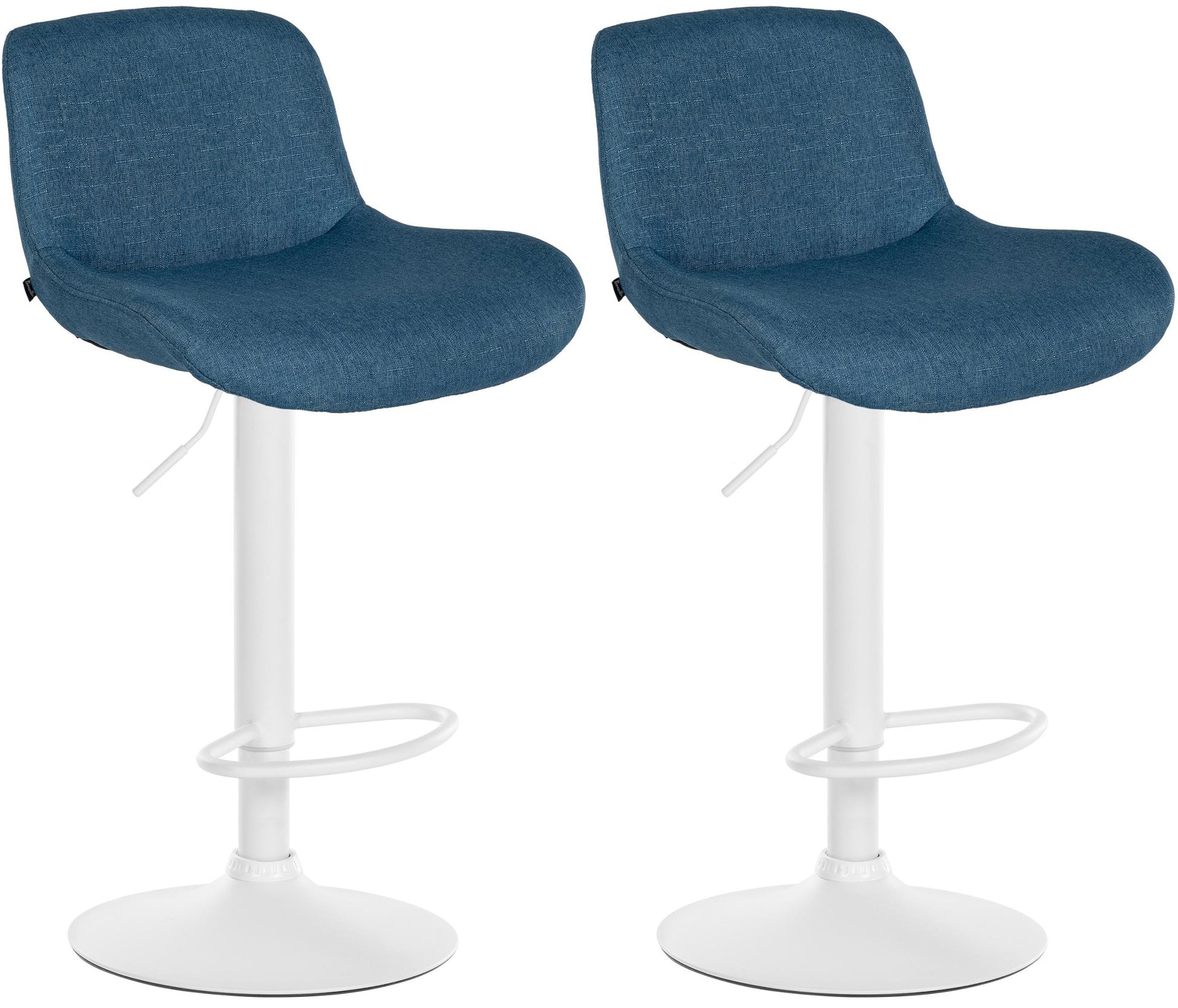 2-delige set Witte Barkrukken - Barstoelen - Hoog zitcomfort Kleur blauw Materiaal Stof