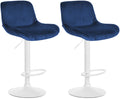 2-delige set Witte Barkrukken - Barstoelen - Hoog zitcomfort Kleur blauw Materiaal zacht