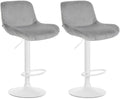2-delige set Witte Barkrukken - Barstoelen - Hoog zitcomfort Kleur grijs Materiaal zacht
