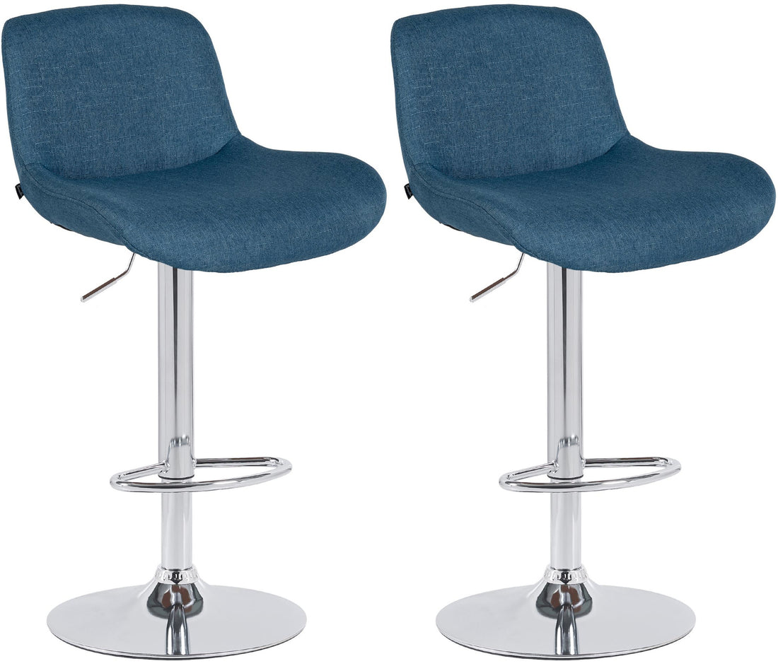 2-delige Set Barkrukken - Barstoelen - Verstelbare Hoogte en 360° Rotatie Kleur blauw