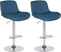 2-delige Set Barkrukken - Barstoelen - Verstelbare Hoogte en 360° Rotatie Kleur blauw