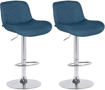 2-delige Set Barkrukken - Barstoelen - Verstelbare Hoogte en 360° Rotatie Kleur blauw