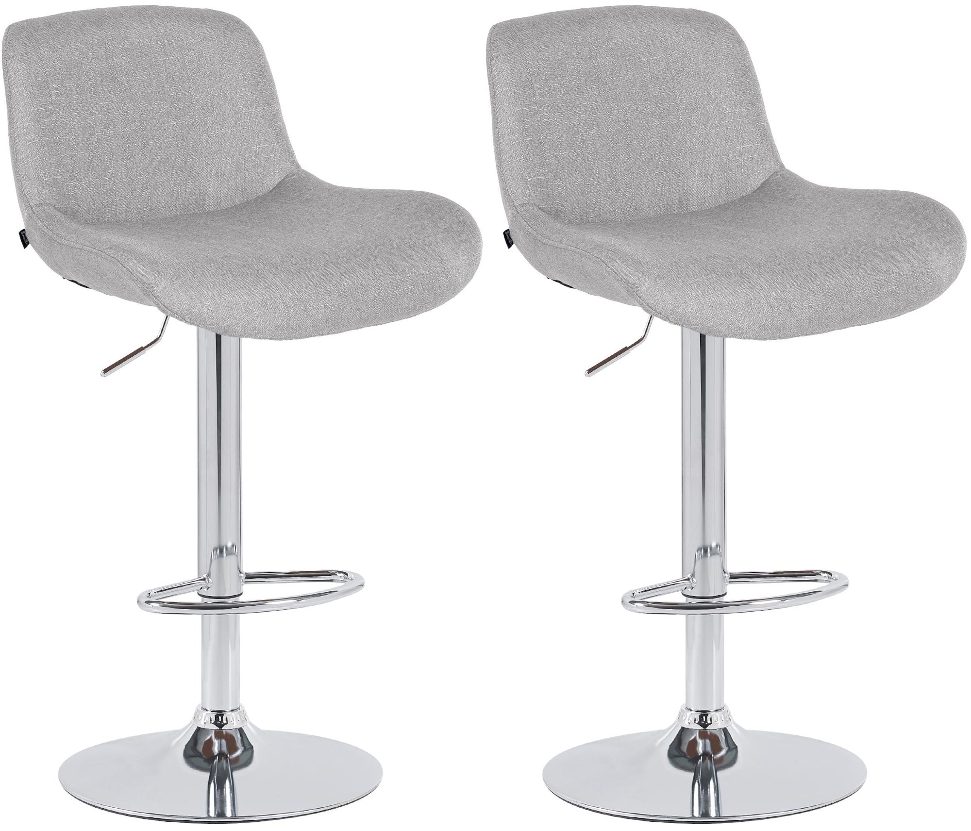 2-delige set Chroomlook Barstoelen - Bistrokrukken - Hoog Zitcomfort Kleur lichtgrijs Materiaal Stof