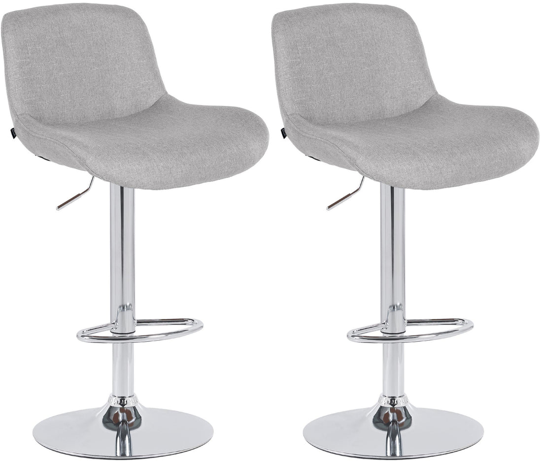 2-delige set Chroomlook Barstoelen - Bistrokrukken - Hoog Zitcomfort Kleur lichtgrijs Materiaal Stof