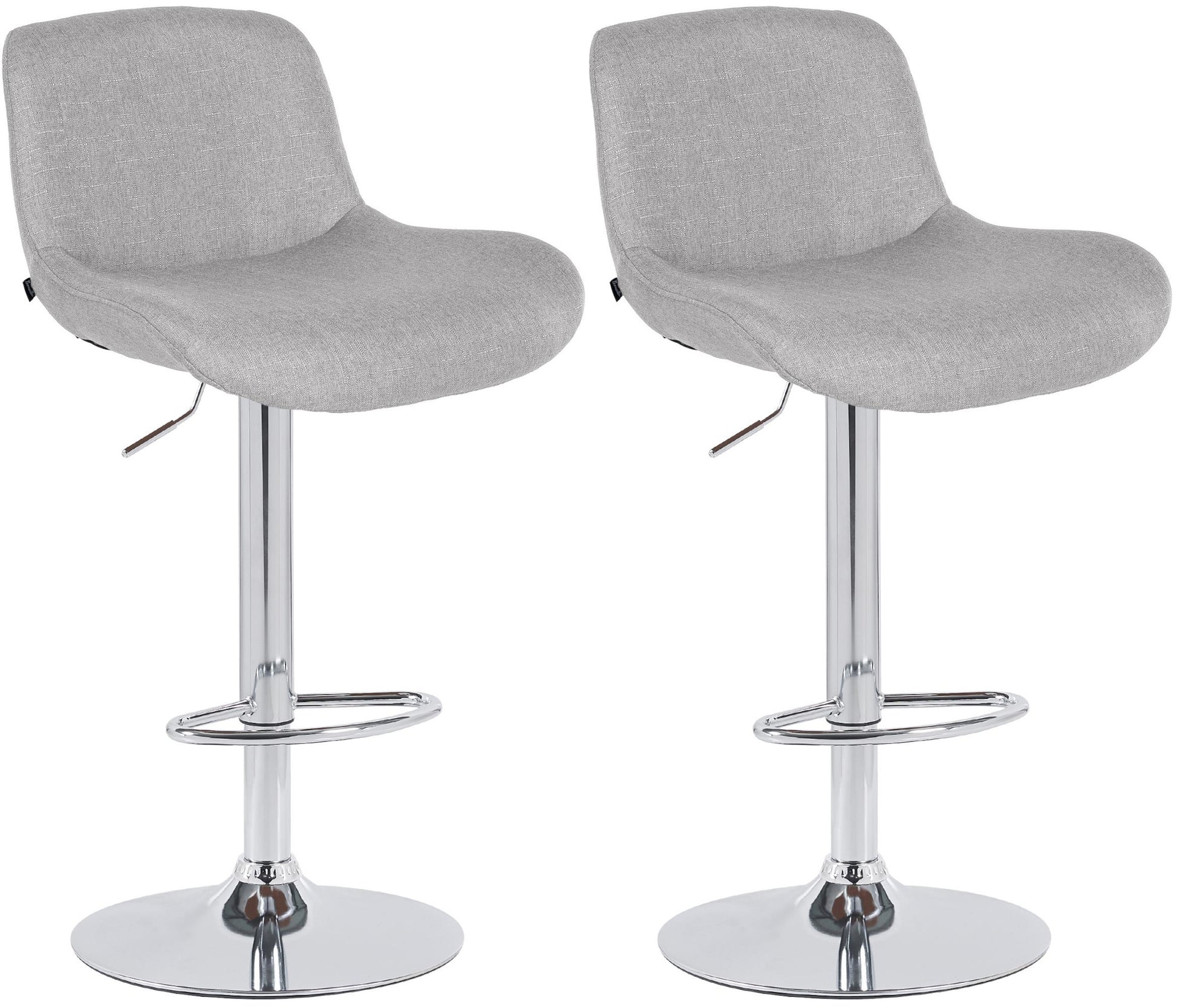 2-delige set Chroomlook Barstoelen - Bistrokrukken - Hoog Zitcomfort Kleur lichtgrijs Materiaal Stof