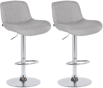 2-delige set Chroomlook Barstoelen - Bistrokrukken - Hoog Zitcomfort Kleur lichtgrijs Materiaal Stof