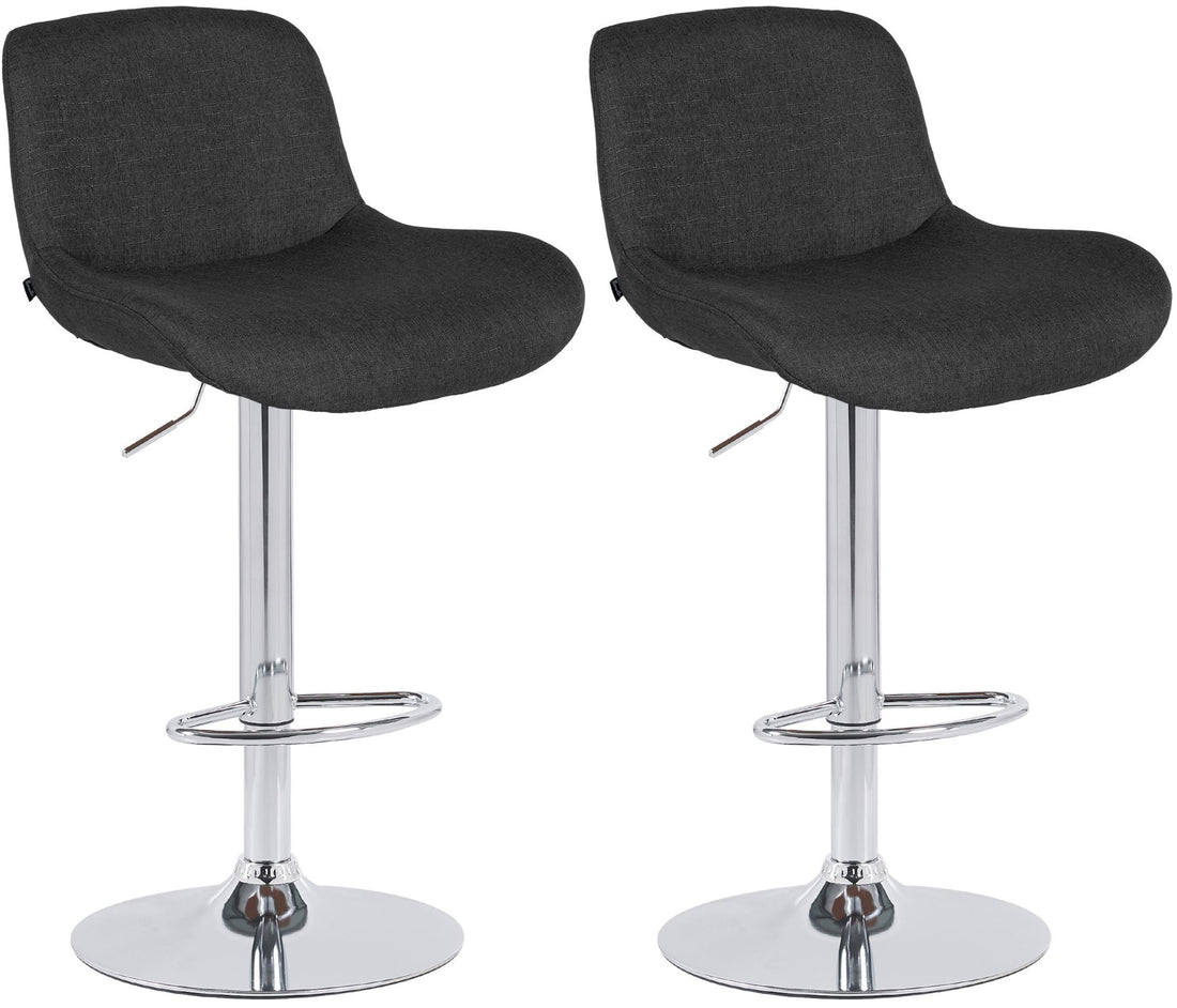 Set van 2 Moderne Barkrukken - Verstelbare Krukken, Uitstekend Zitcomfort, Chroom Look Kleur zwart