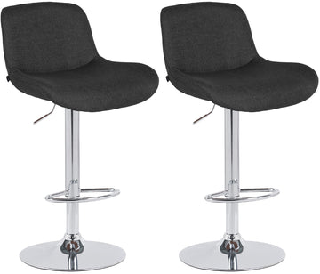Set van 2 Moderne Barkrukken - Verstelbare Krukken, Uitstekend Zitcomfort, Chroom Look Kleur zwart