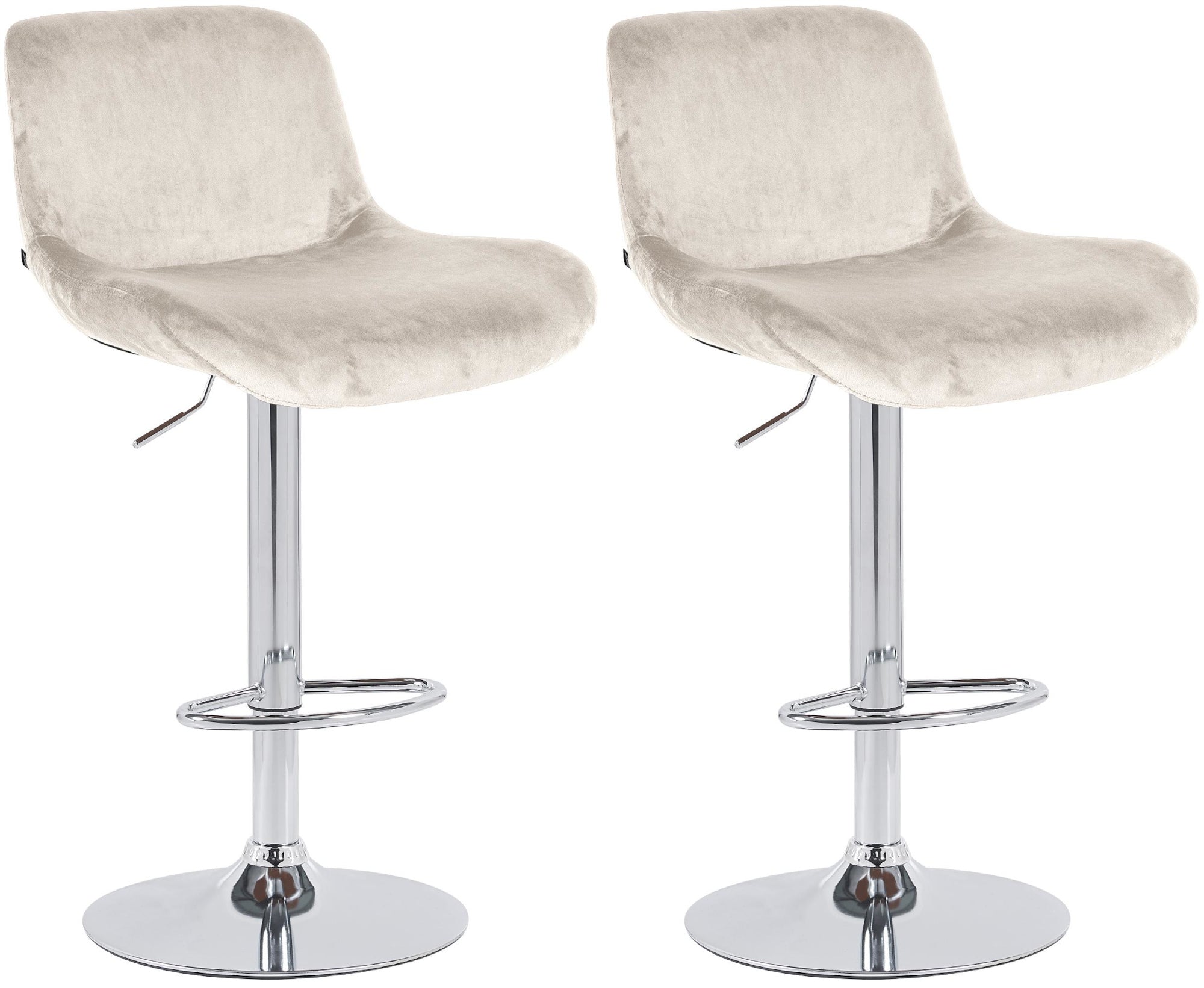Set van 2 Verstelbare Barkrukken - Chromen Stijl - Hoog Zitcomfort en Draaibaar Design Kleur crème