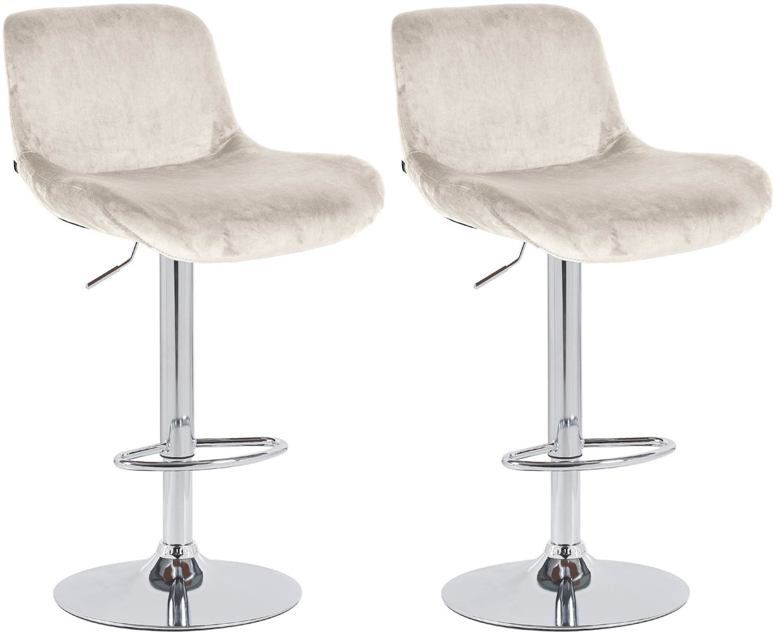 Set van 2 Verstelbare Barkrukken - Chromen Stijl - Hoog Zitcomfort en Draaibaar Design Kleur crème