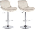 Set van 2 Verstelbare Barkrukken - Chromen Stijl - Hoog Zitcomfort en Draaibaar Design Kleur crème