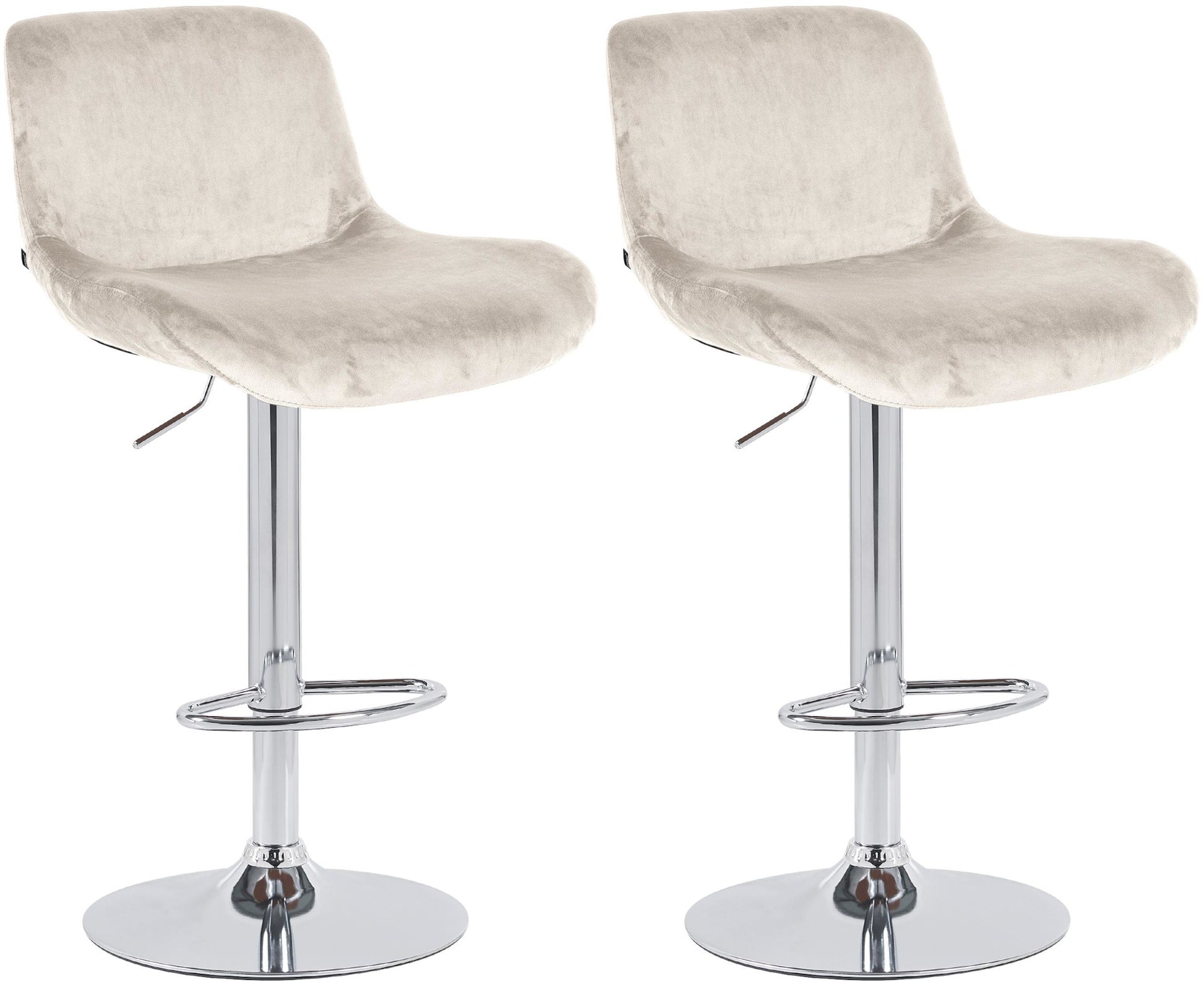 Set van 2 Verstelbare Barkrukken - Chromen Stijl - Hoog Zitcomfort en Draaibaar Design Kleur crème