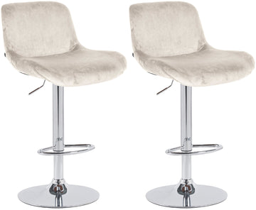 Set van 2 Verstelbare Barkrukken - Chromen Stijl - Hoog Zitcomfort en Draaibaar Design Kleur crème