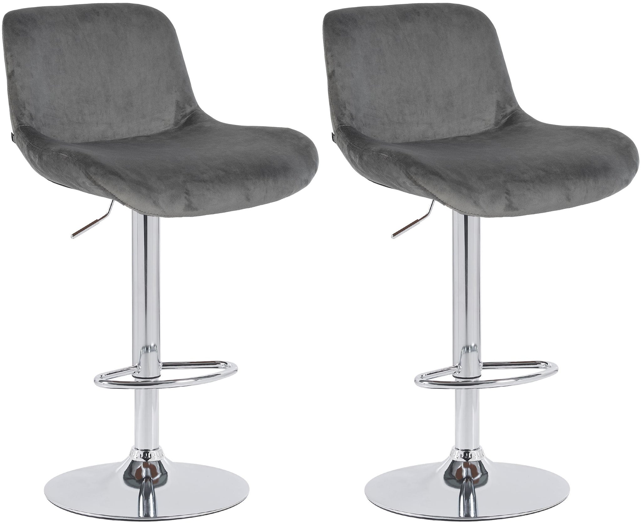 2-delige Set Moderne Barkrukken - Stijlvolle Hoge-zitcomfort Krukken - Draaibaar Chroom Frame Kleur donkergrijs