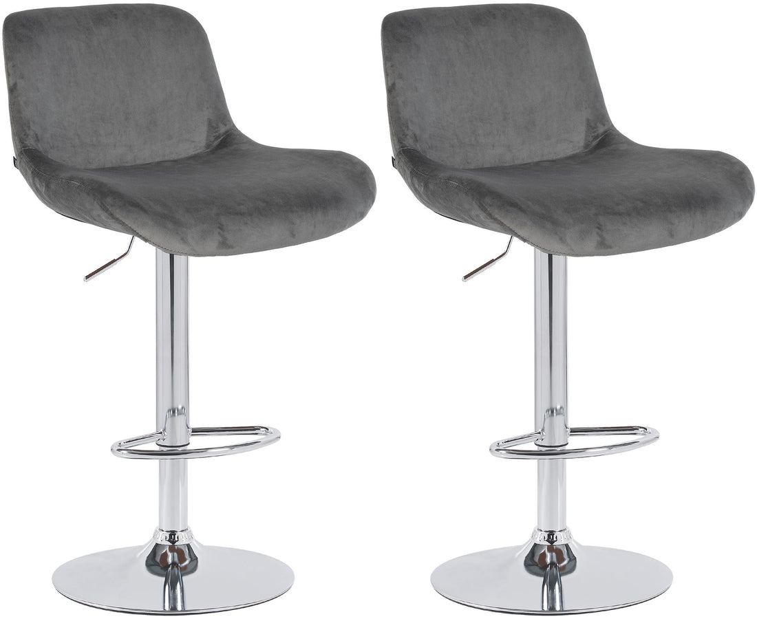 2-delige Set Moderne Barkrukken - Stijlvolle Hoge-zitcomfort Krukken - Draaibaar Chroom Frame Kleur donkergrijs