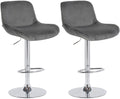 2-delige Set Moderne Barkrukken - Stijlvolle Hoge-zitcomfort Krukken - Draaibaar Chroom Frame Kleur donkergrijs