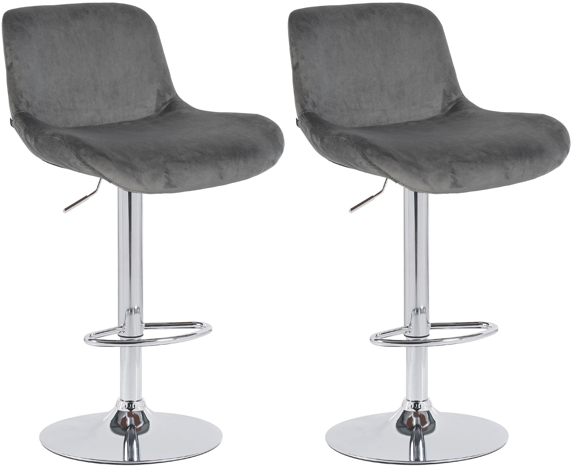 2-delige Set Moderne Barkrukken - Stijlvolle Hoge-zitcomfort Krukken - Draaibaar Chroom Frame Kleur donkergrijs