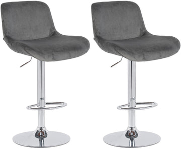 2-delige Set Moderne Barkrukken - Stijlvolle Hoge-zitcomfort Krukken - Draaibaar Chroom Frame Kleur donkergrijs