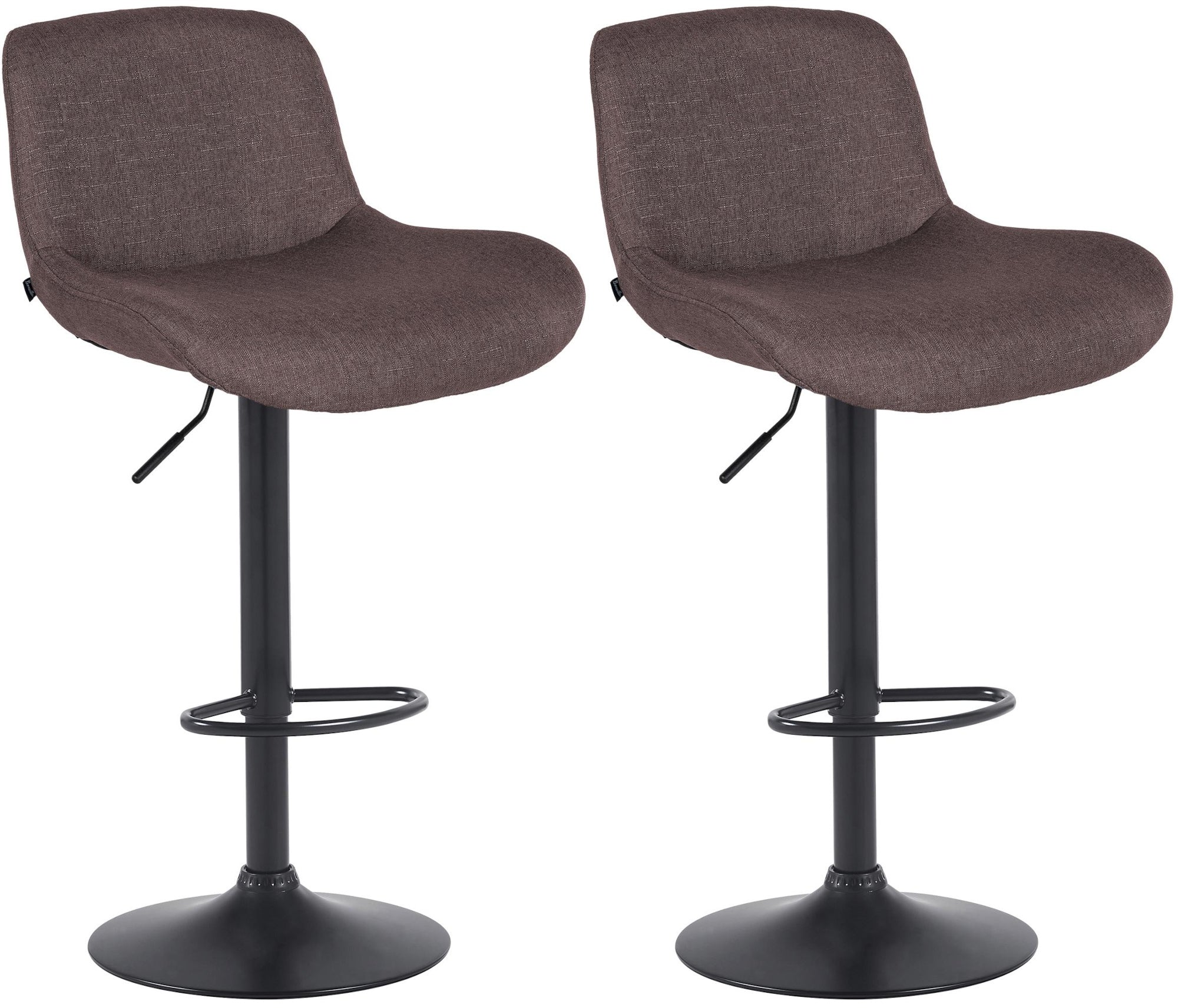 2-delige set Barkrukken Zwart - Barstoelen - Verstelbaar Comfort Kleur donkerbruin Materiaal Stof